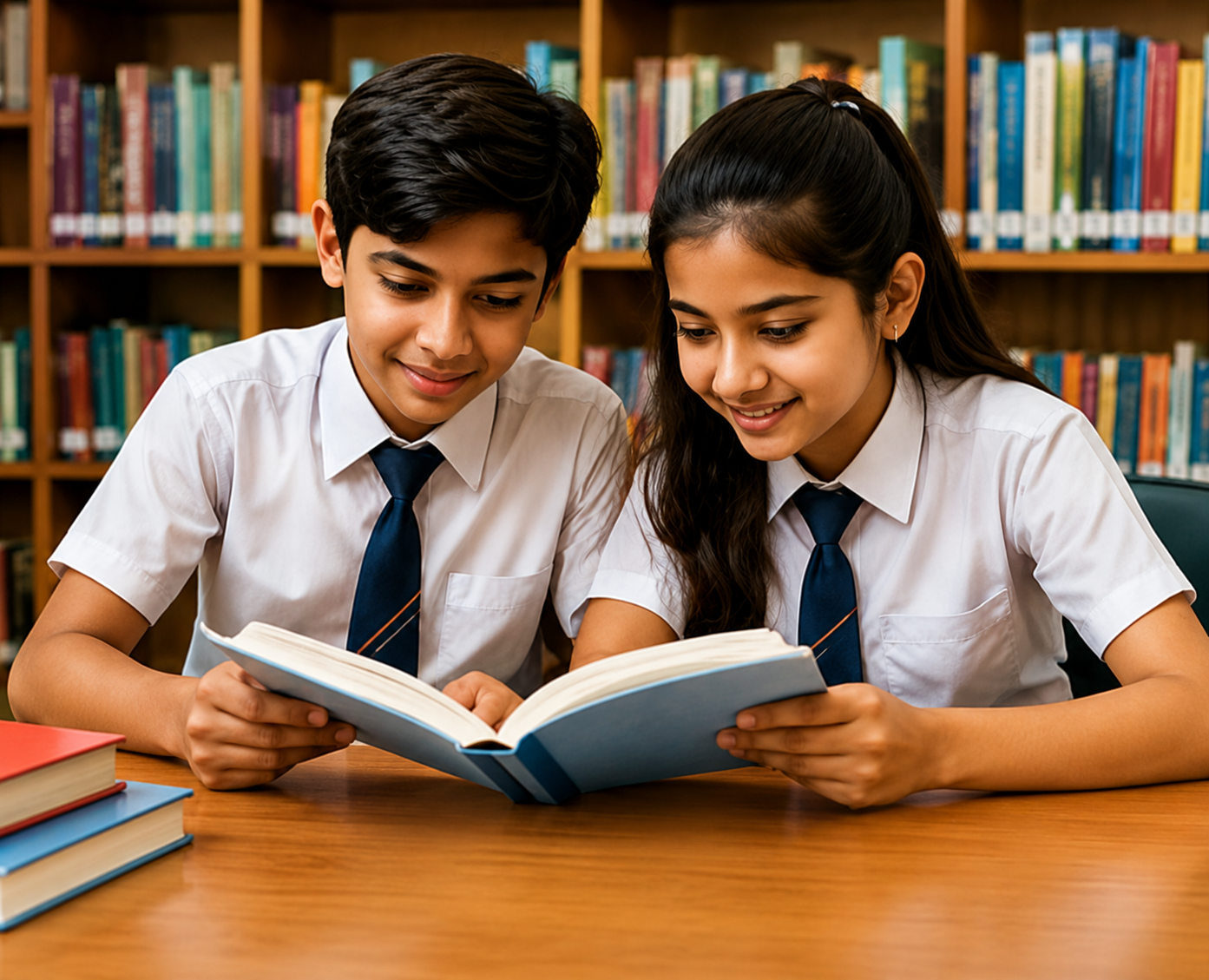 Middle school students learning