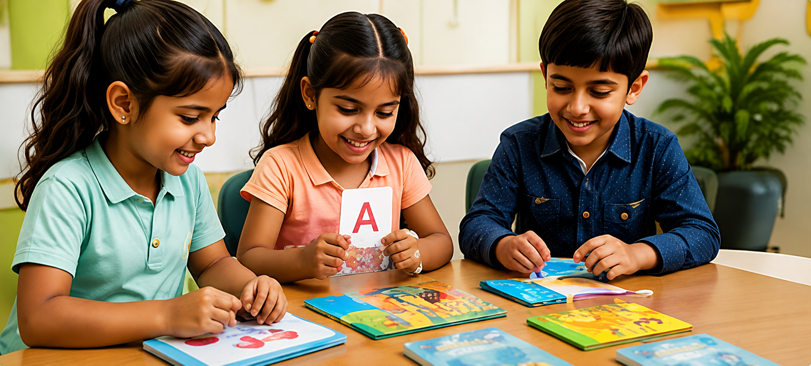 Primary school students learning