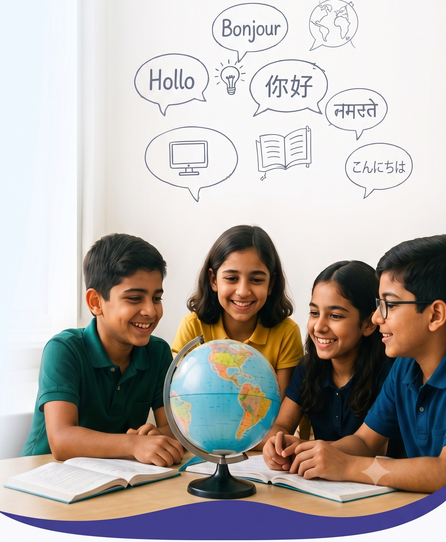 Students learning languages