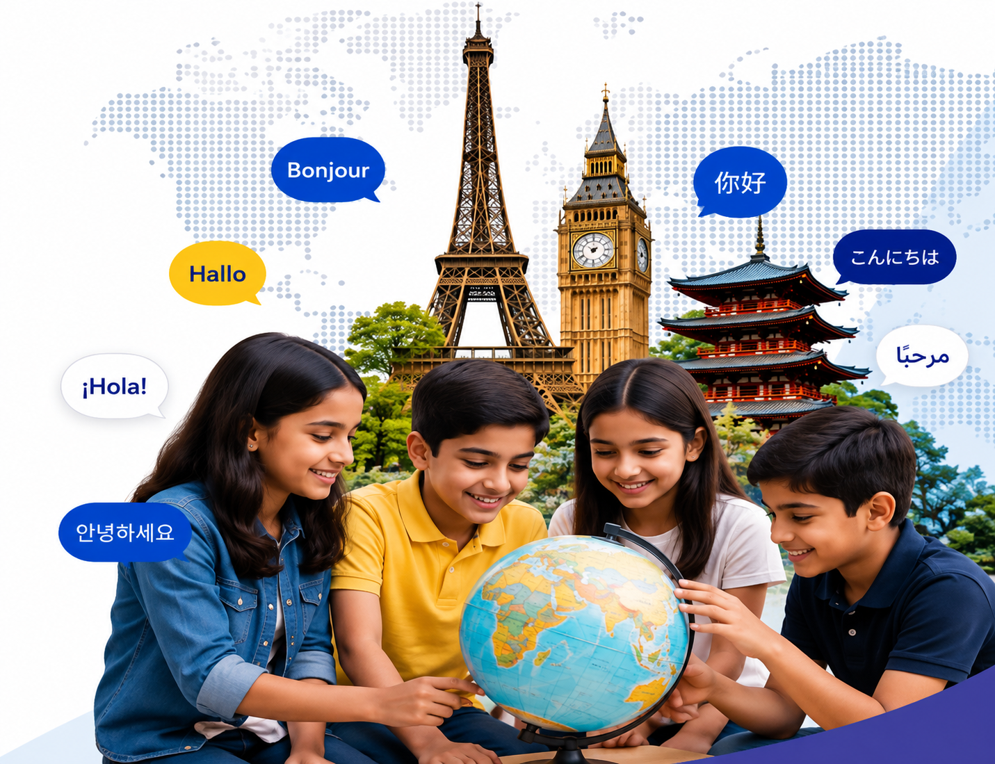 Students learning languages